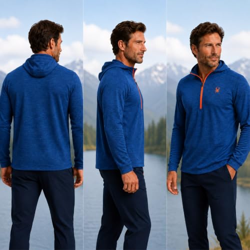 Image of Spyder Mens Quarter Zip Pullover Sweatshirt - Dry Fit Quarter Zip Hoodie