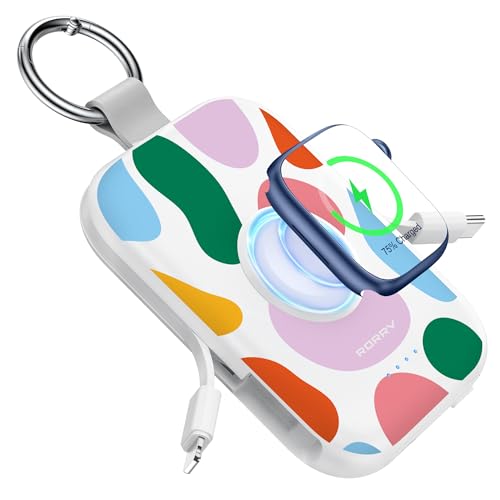 Image of RORRY CharmGo Portable Charger, 5000mAh Portable Charger Power Bank with Built-in Cables, Travel Keychain Battery Pack for Apple Watch and iPhone Air /17 /16 /15 /14 /13 /12, Graffiti
