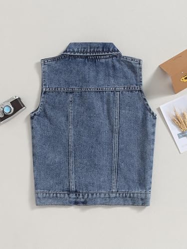 Kids Girl Boy Denim Vest Coats Sleeveless Turn Down Collar Button Closure Jackets Trendy Outwear3