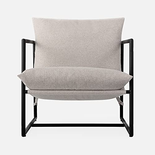 Zinus Aidan Loungesessel Wohnzimmer - Akzent- & Lounge Sessel Indoor - Moderne Sessel - Stabiles Metallgestell & Schaumstoff Polsterung - Einfacher Aufbau - Sessel Beige