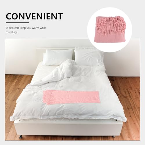 Manta rosa cálida para sofá SUPVOX con flecos estilo nórdico decorativa para sala 5