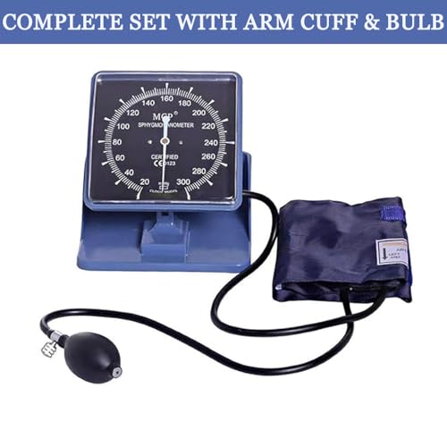Image of MCP Healthcare Desktop Blood Pressure Monitor Clock with Arm Cuff - Convenient Heart Rate Monitoring Solution (Blue)