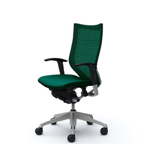 バロン (Baron) チェア 【ハイバック】 シルバ-フレーム 可動肘 座クッション ダークグリ-ン CP85DR FEF5