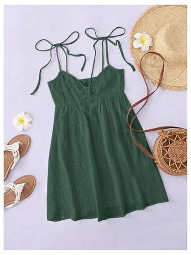 Image of SOLY HUX Women's Summer Cami Sun Dress A Line Tie Shoulder Y2k Cute Casual Short Mini Beach Babydoll Dresses