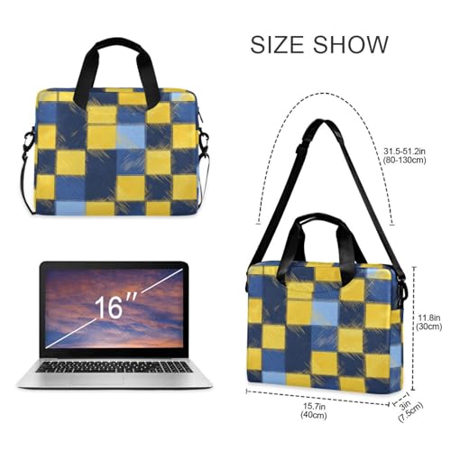 Funda para portátil 15.6 pulg con asa y correa amarilla y azul miniatura 5