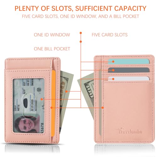 Image of Travelambo Slim Wallet Front Pocket Minimalist Leather RFID Blocking Medium Size
