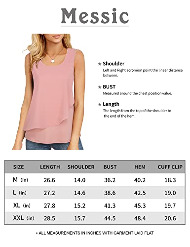 Messic Pink Blouses For Women, Sleeveless Flattering Tunic Tops For Leggings For Women Business Casual Tops Loose Fit Summer Dressy Shirts Office Wear Clothing Lightweight Flowy Chiffon Pink Medium #TOP4
