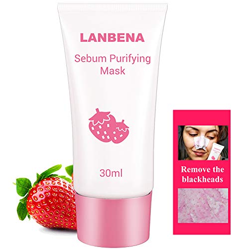 Strawberry Blackhead Remover Peel off Mask Facial Pore Cleanser - Deep Cleansing Nose Acne Pore Purifying Mud Strip + Nose Oil Control