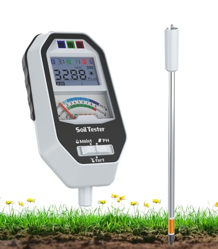 Soil Moisture Meter, 7-in-1 Soil PH Tester/Soil Moisture/Fertility with Removable Probe, Digital Air...
