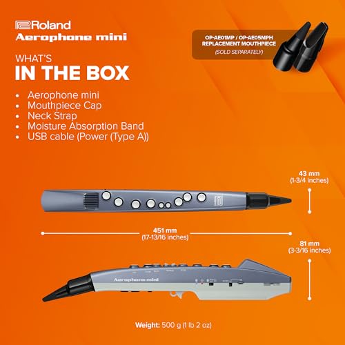 Image of Roland AE-01 Aerophone mini | Compact Digital Wind Instrument | Easy-to-Learn | 6 Onboard Tones | Built-in Speaker | Headphone Connectivity | Bluetooth Enabled