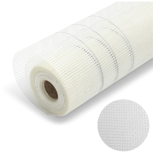 Hebitod Tissu d'armature intérieur en fibre de verre 160 g/m² – Rouleau de 50 m, ruban adhésif pour plâtre intérieur et extérieur, tissu en fibre de...