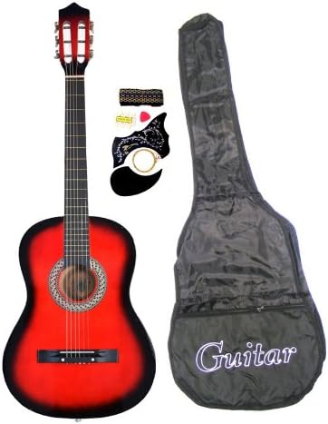 Directly Cheap 6 String Acoustic Guitar Pack, Right Handed, Red (000-BT-GA3810R-RDS+Lessons)