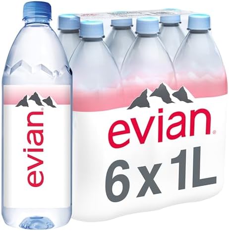 Evian Natural Spring Water, 1 L bottles, 6 pack