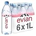 Evian Natural Spring Water, 1.0 Liter, 33.8-Ounce, 6-Count