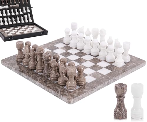 Jeu d'échecs en marbre 30 cm MARBLE RANGE, finie la perte de pièces