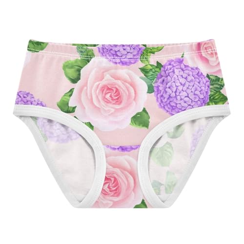 Colorful Girls Underwear Toddler 2t Cotton Little Girl Panties Pink Roses Purple Hydrangeas Floral Undies Kids Briefs