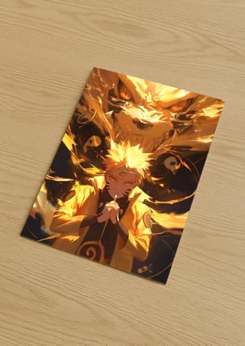 Image of NIJUKA Anime Printed Metal sheet Poster For Home And Room Decoration | For Anime Art Fans Boys And Girls (Naruto 9 tait jinjuriki)