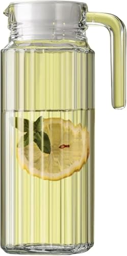 GaoliGood 冷水筒 ガラスポット 大容量 0.5L/1.1L/1.7L 防割 高ホウケイ酸ガラス ウォーターピッチャー 快適ハンドル 麦茶ポット/ティーポット 冷水・熱湯対応 お手入れ簡単 家庭・会社用 (1.1L)