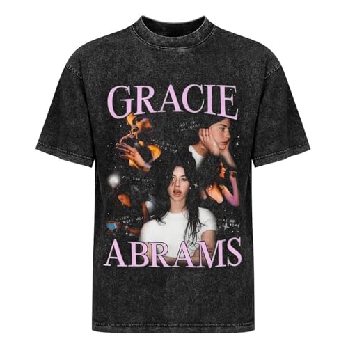 Women's Gracie Music Abrams T Shirt Washed Shirts Slimming Tshirt for Men Comfortable Short Sleeve Loose T Shirt XL
