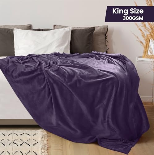 Image of Utopia Bedding Fleece Blanket King Size Purple 300GSM Luxury Anti-Static Fuzzy Soft Microfiber Bed Blanket (90x102 Inch)