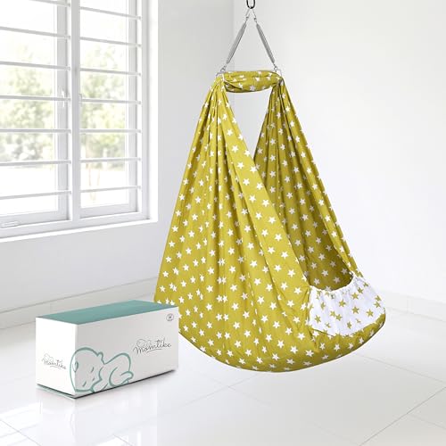 Image of Baby Cradle Swing for Newborns | Cotton Fabric Filled with Recron Fibre | Hanger Spring, Mosquito Net & Mattress with Insert Pocket | Jhoola, Thottil, Joli, Jokali, Onjal-Navy