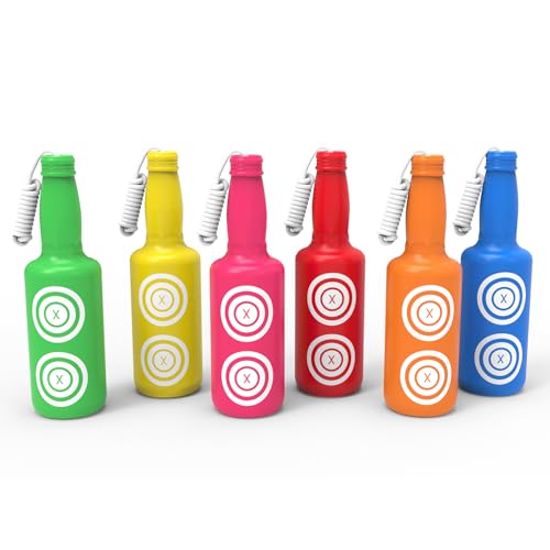 KNINE OUTDOORS 6 Pack Plastic Bottles Shooting Targets for Shooting 6 Bright Colors with Hanging Rope for Target Practice Target Practice for Airsoft Pellet Pistol BB Gun
