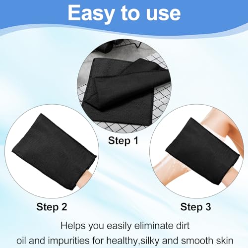 Image of Tatuo 12 Pack Korean Exfoliating Mitts, Italy Towel,9.5 x 5.7 in,Black