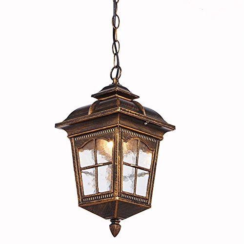 Collection Européenne Pendentif En Plein Air Suspendus Lanterne Étanche Lustre Balcon Terrasse Patio Clôture Extérieur Plafond Suspension E27 Aluminium Antirouille (Color : Bronze-S)