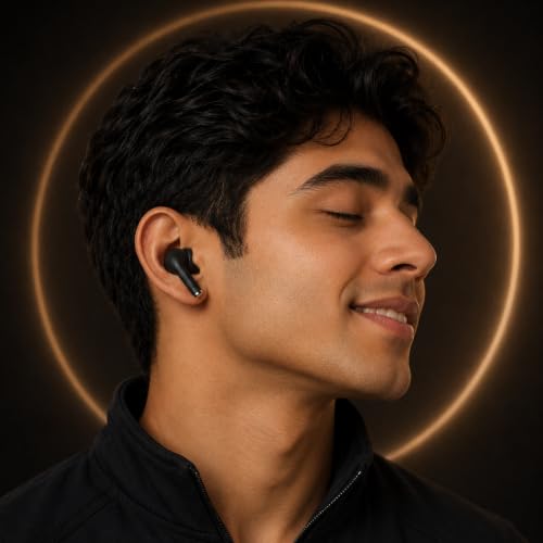Image of TWS True Wireless in Ear Earbuds with 20 Hours Playback, Type-C Charging | HD Stereo Sound, Built-in Mic, Touch Control | E2-mic Clear Calls, Music, Gaming, Made in India Bluetooth V5.3 (Black)