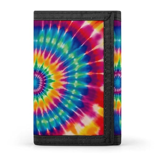 Trifold Wallet for Men, Tie Dye Pattern Coin Purse Slim Money Clip Credit Card Holder with 8 Card Slots
