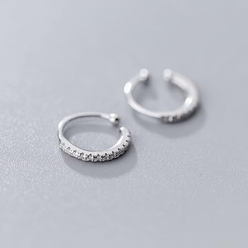 Fake Hoop Earrings Cz Cubic Zirconia Cartilage Earring 925 Sterling Silver Earrings Ear Cuff Huggie Dainty Minimal Conch Piercing Non Pierced Ear Pods Clip On Earrings For Women Girls Silver #TOP2