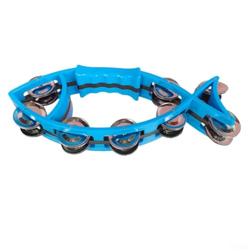 Pandereta con forma de pez para karaoke, conciertos y fiestas, manejo cómodo y sonido claro (azul)