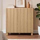 Hometopia Sideboard Holz mit 2 Türen und Kiefernholz Beinen, Aufbewahrungsschrank für Wohnzimmer, Küchenschrank Schmal mit Verstellbarem Einlegeboden, Flur Wohnzimmer Möbel, 80×80×35 cm