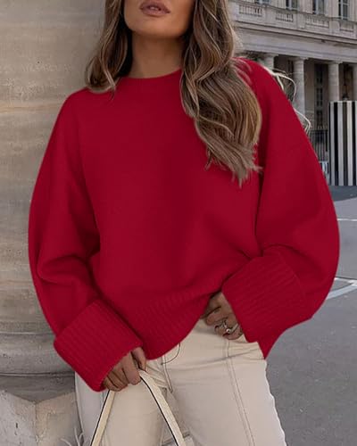 Image of PRETTYGARDEN Women's Fall Fashion Cozy Oversized Sweaters | Soft Warm,Ribbed Chunky Knit,Crewneck Long Sleeve,Loose Fit Fuzzy, Pullover Tops,Dressy Casual Blouses,Holiday Winter Outfits