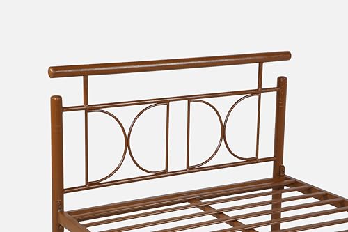 Image of Mexo Metal Single Size Bed Without Storage | Wrought Iron Single Bed with Headboard & Footboard| Sturdy Powder Coated Platform Cot for Bedroom, Living Room, (Mexo Brown)