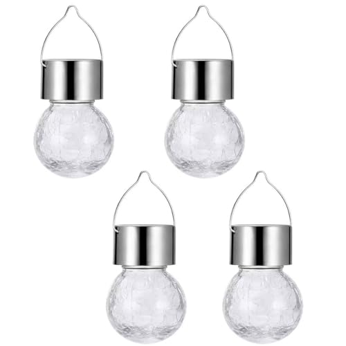 diwedaso Lámpara colgante solar de bola de cristal agrietado para iluminación exterior. Lámpara colgante solar para exteriores, tipo+1