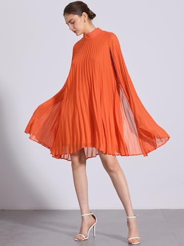 Image of Allegra K Women Chiffon Pleated Flowy Cloak Sleeve Cape Knee Length Dress