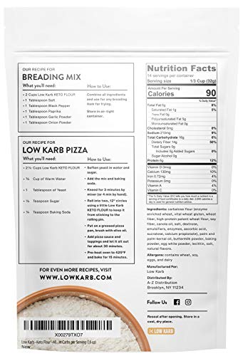 Low Karb - Keto Flour - All Purpose - Low Carb Food - Only 2g Net Carbs per Serving (16 oz)