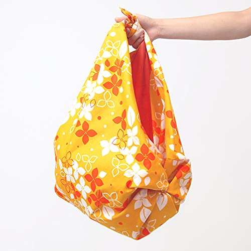 Image of IPPINKA Furoshiki Furoshiki Multi-functional Bag, Reversible Design, Small Flower Pattern, S Size, Pink x Green