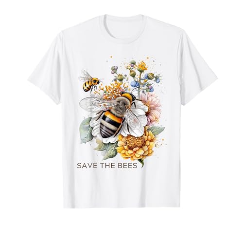 Save the Bees on Flowers Pollinators Love Bees T-Shirt