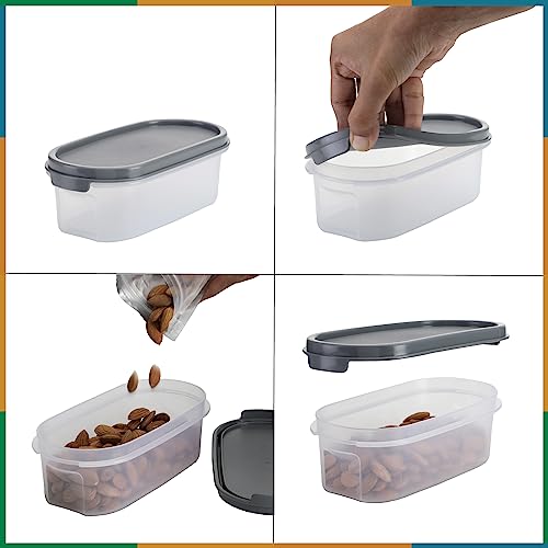 Image of KOLORR Modular Plastic Containers Set for Kitchen Storage Combo, Set of 4 (500ml x 1 / 1100ml x 2 / 5500ml x 1) | Dry Food Organizer | Air Tight Grocery Jar /Container | Food Grade | Transparent