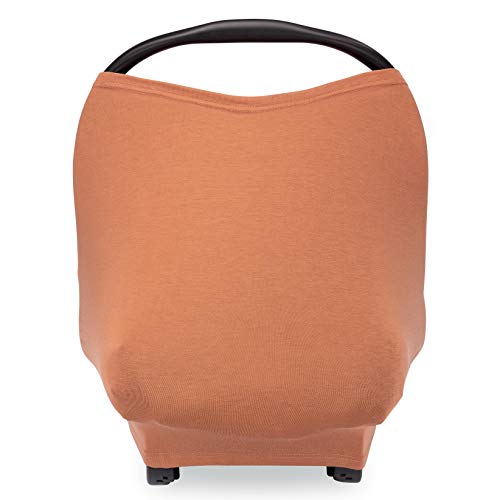Image of Parker Baby 4 in 1 Car Seat Cover for Girls and Boys - Stretchy Carseat Canopy, Nursing Cover, Grocery Cart Cover, High Chair Cover - "Copper"