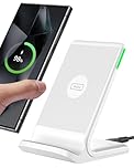 INIU Wireless Charger, [White, 15W] Fast Wireless Charging Stand for iPhone 17 16 15 14 13 12 11 Pro Max Samsung S24 S23 S22 Google Pixel etc