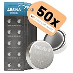 ABSINA – ABSINA 50er Pack SR621SW Uhrenbatterie 1,55V Silberoxid - LR