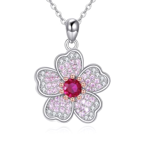 Collier pendentif fleur argent sterling femme YAFEINI bijoux