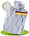 Produktbild Hugo Frosch Wärmflasche Klassik 1,8l  Made in Germany  mit kuscheligem Flauschbezug in Felloptik Grau  große, auslaufsichere & geruchsneutrale Bettflasche  mit waschbarem Bezug