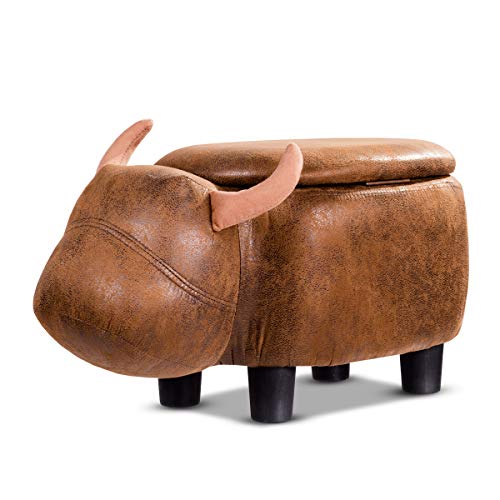 COSTWAY Baúl Puff Taburete para Almacenaje Animal Banco de Almacenamiento Otomano Tapizado Escabel