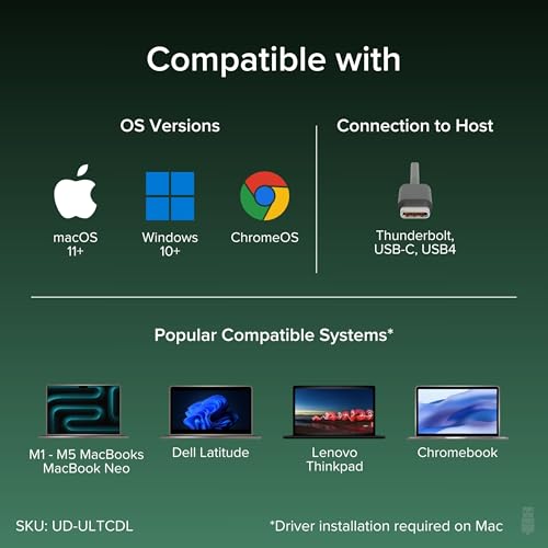 Image of Plugable USB-C Triple Monitor Docking Station: 13-in-1 Laptop Dock with 100W Charging for Mac (DisplayLink Driver Required), Windows, Chrome, 3 HDMI, Gigabit Ethernet, SD, USB-C 20W, 4 USB - UD-ULTCDL