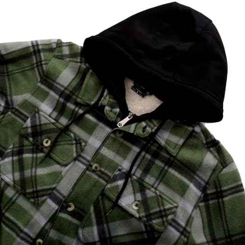 Image of LeeHanTon Mens Flannel Jacket Heavyweight Sherpa Fleece Jackets Outdoor Hiking Casual Soft Warm Coat with Pockets