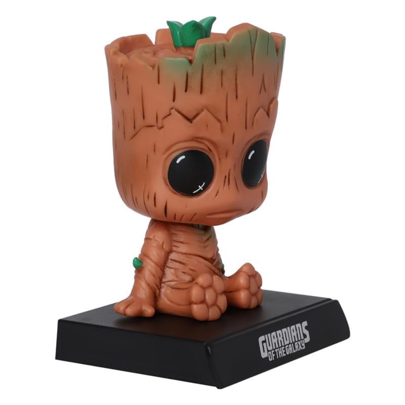 Image of Super Hero Action Figure Limited Edition Bobblehead with Mobile Holder for Car Dashboard, Office Desk & Study Table - Baby Groot